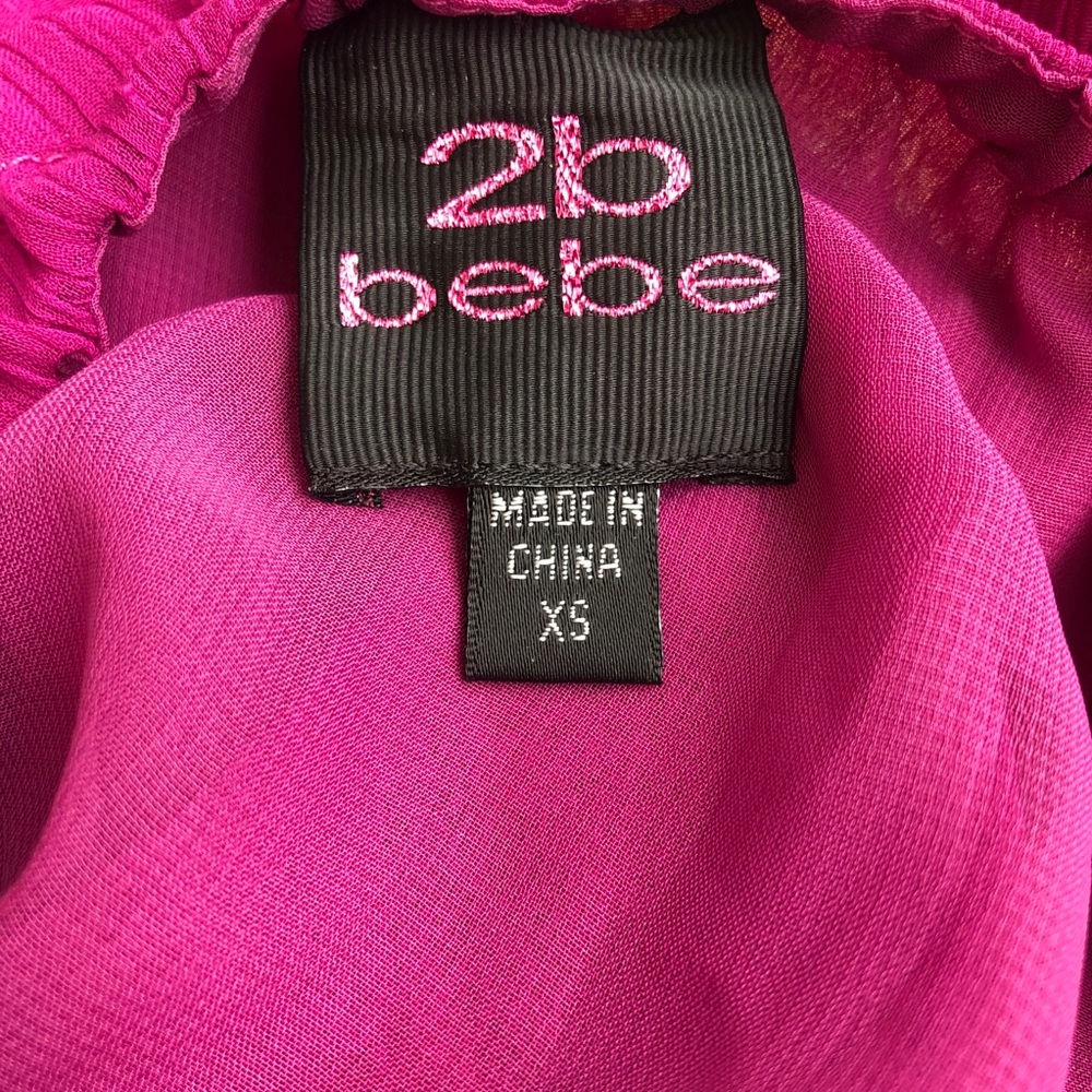 2B Bebe Brown Keyhole Halter Pink Purple Top XS - Picture 6 of 9